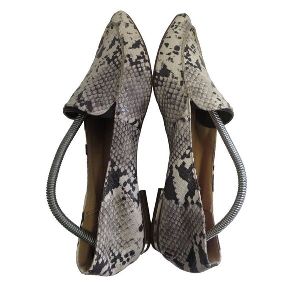 Express Snake Loafers Cream White Black Pointed Toe Slip On Womens Size 10 - Picture 4 of 7